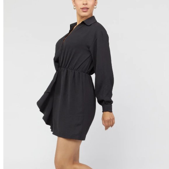 NWT Collared Shirt Mini Dress Size Small Black NWT - Picture 4 of 7